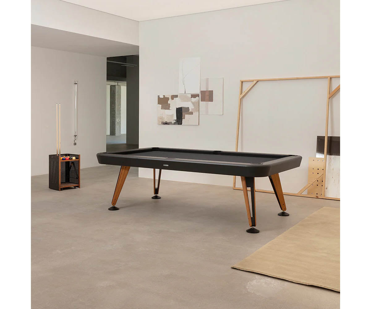 Modern billiard table by RS Barcelona in steel and iroko wood Casa Design Group