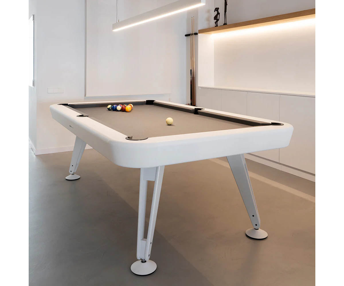 Modern billiard table by RS Barcelona in steel and iroko wood Casa Design Group