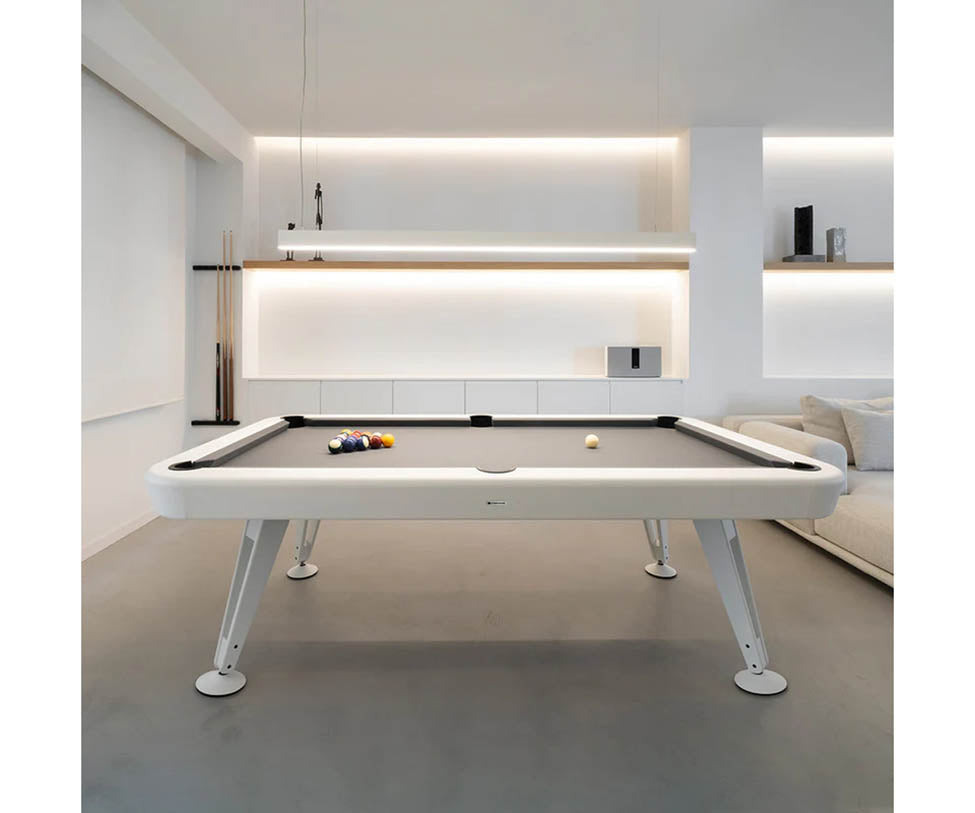Modern billiard table by RS Barcelona in steel and iroko wood Casa Design Group