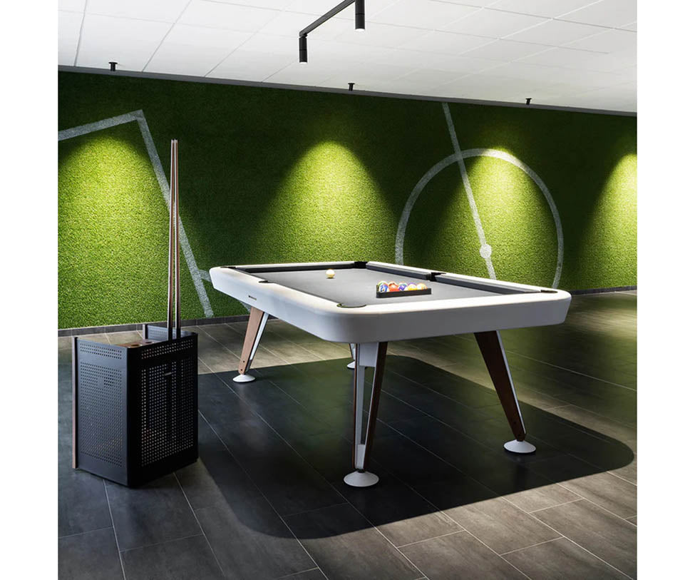 Modern billiard table by RS Barcelona in steel and iroko wood Casa Design Group