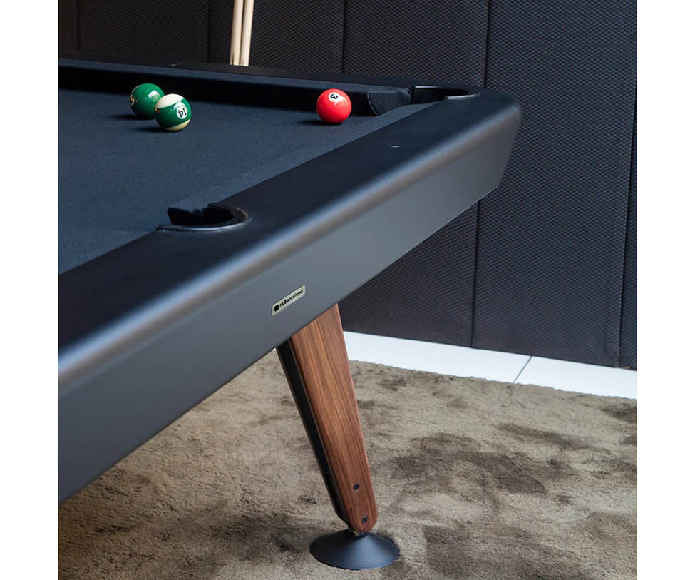 Modern billiard table by RS Barcelona in steel and iroko wood Casa Design Group