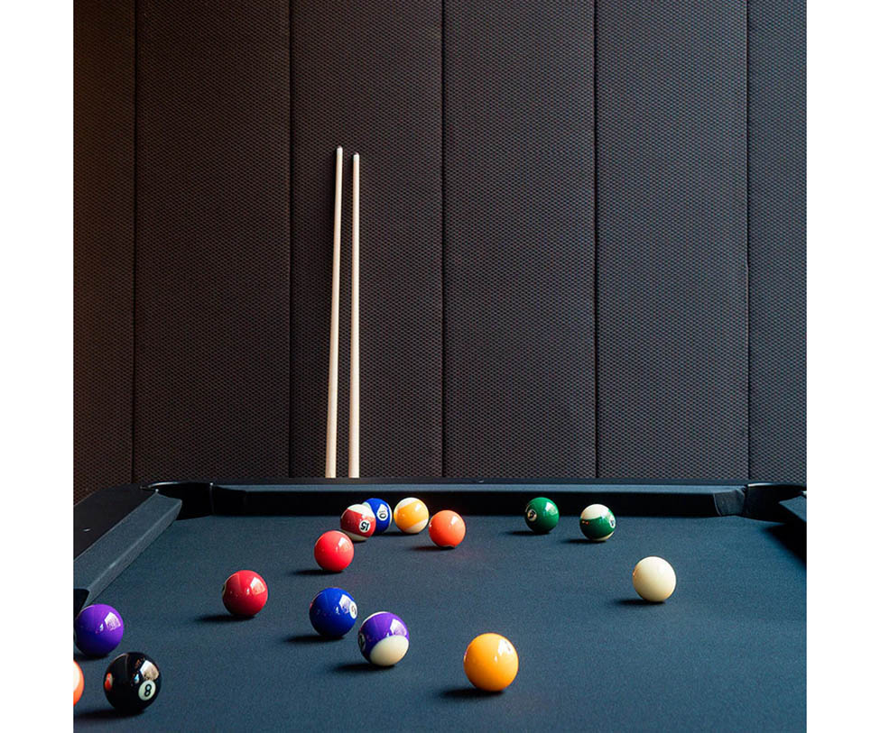 Modern billiard table by RS Barcelona in steel and iroko wood Casa Design Group