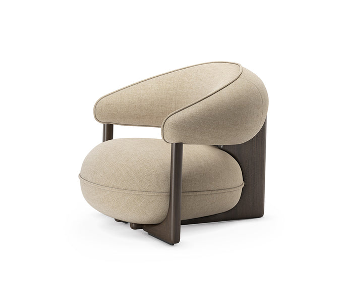 Ruby Lounge Chair with exposed ashwood frame, curved armrests and generously upholstered cushions by Cattelan Italia | Casa Design Group