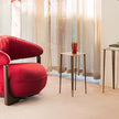 Ruby Lounge Chair with exposed ashwood frame, curved armrests and generously upholstered cushions by Cattelan Italia | Casa Design Group