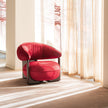 Ruby Lounge Chair with exposed ashwood frame, curved armrests and generously upholstered cushions by Cattelan Italia | Casa Design Group