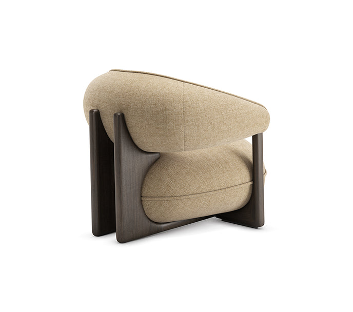 Ruby Lounge Chair with exposed ashwood frame, curved armrests and generously upholstered cushions by Cattelan Italia | Casa Design Group