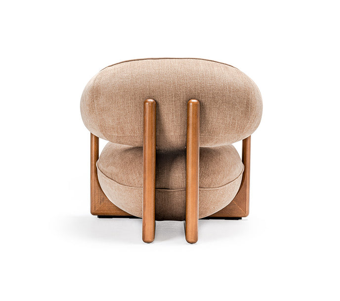Ruby Lounge Chair with exposed ashwood frame, curved armrests and generously upholstered cushions by Cattelan Italia | Casa Design Group