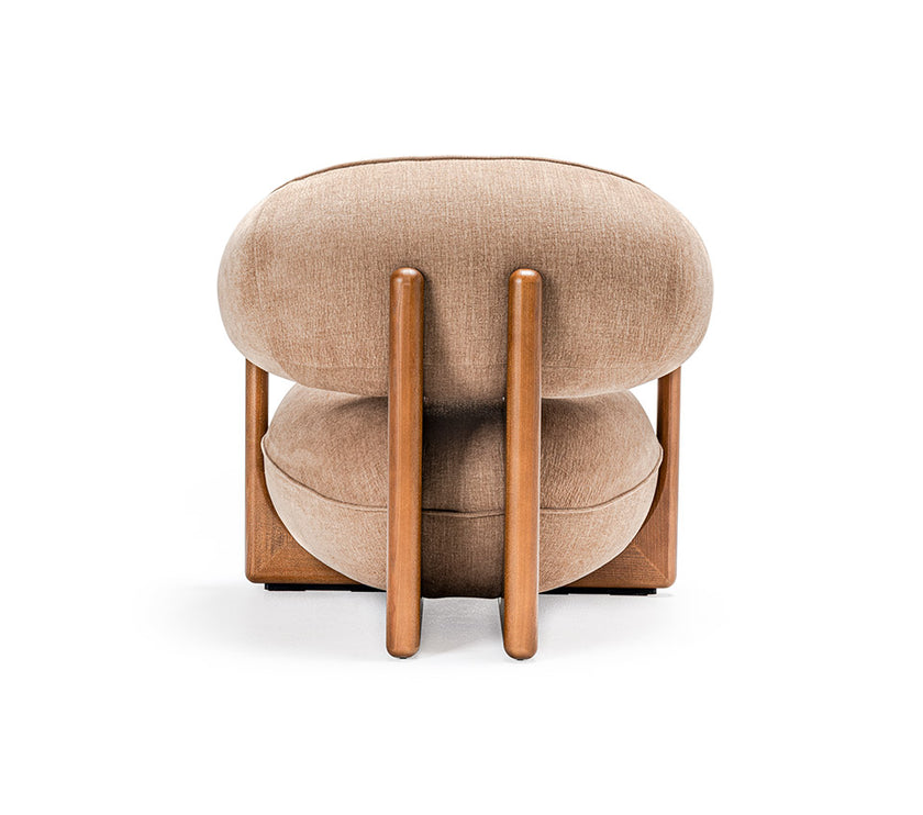 Ruby Lounge Chair with exposed ashwood frame, curved armrests and generously upholstered cushions by Cattelan Italia | Casa Design Group