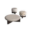 RUFUS modern upholstered pouf with wooden base | Casa Design Group