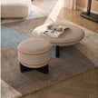 RUFUS modern upholstered pouf with wooden base | Casa Design Group