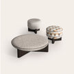 RUFUS modern upholstered pouf with wooden base | Casa Design Group