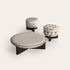 RUFUS modern upholstered pouf with wooden base | Casa Design Group