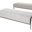 Arthur Bench by Rugiano with premium fabric or leather upholstery and a bronze-finished aluminium base | Casa Design Group
