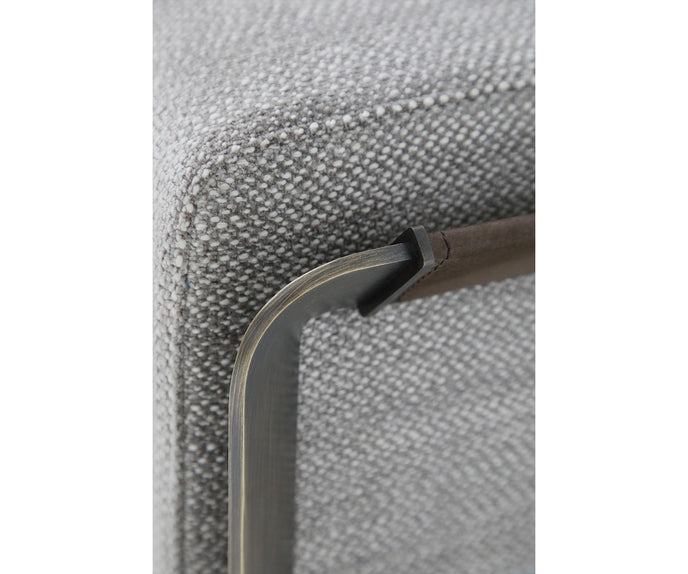 Arthur Bench by Rugiano with premium fabric or leather upholstery and a bronze-finished aluminium base | Casa Design Group