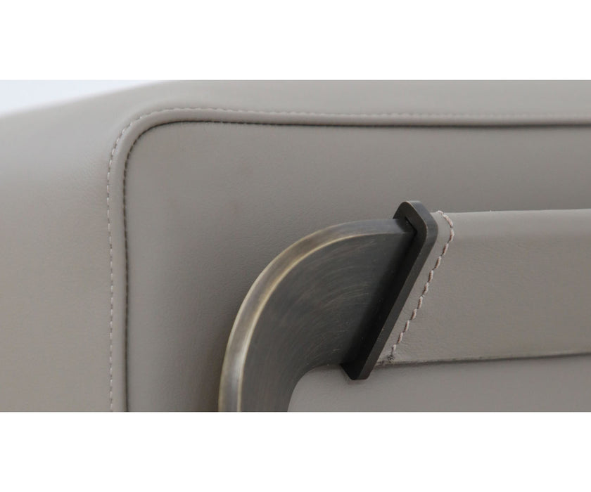 Arthur Bench by Rugiano with premium fabric or leather upholstery and a bronze-finished aluminium base | Casa Design Group