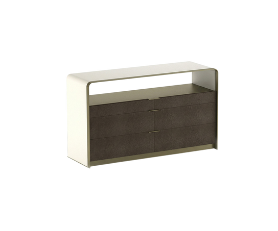 Luxury Grace Dresser by Rugiano with Leather Upholstery and Bronzed Brass Details | Casa Design Group