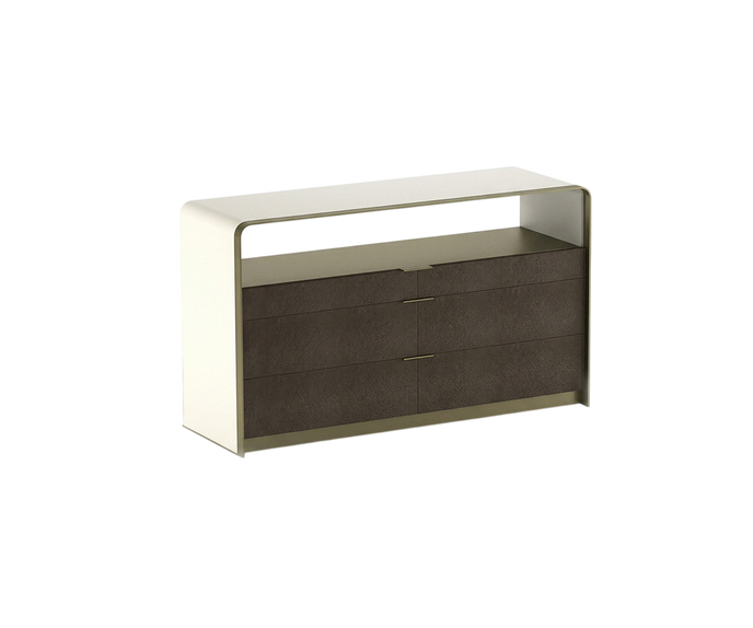 Luxury Grace Dresser by Rugiano with Leather Upholstery and Bronzed Brass Details | Casa Design Group