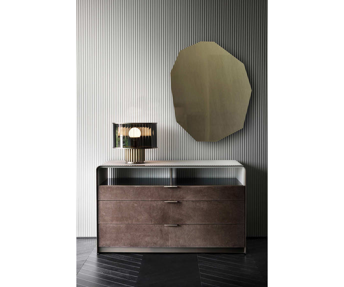 Luxury Grace Dresser by Rugiano with Leather Upholstery and Bronzed Brass Details | Casa Design Group