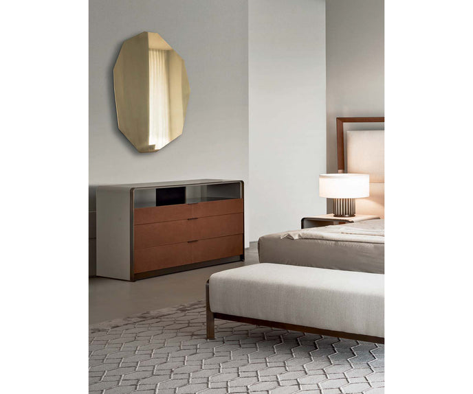 Luxury Grace Dresser by Rugiano with Leather Upholstery and Bronzed Brass Details | Casa Design Group