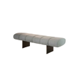 Rugiano Snake upholstered designer bench with bronze aluminum base at Casa Design Group.