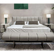 Rugiano Snake upholstered designer bench with bronze aluminum base at Casa Design Group.