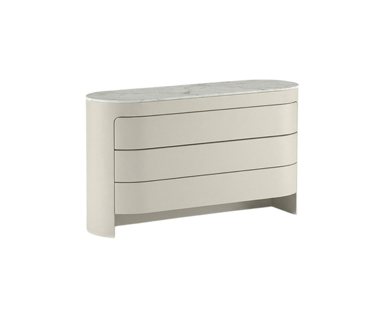 Luxury Vogue Dresser by Rugiano with Curved Leather Design and Marble Top | Casa Design Group