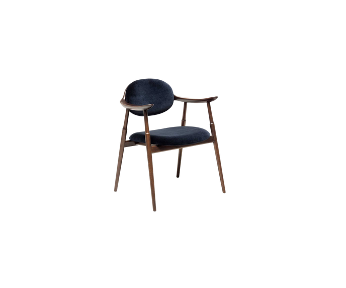 Scapula Dining Chair with sculpted solid wood frame, curved backrest and upholstered seat by Ceccotti Collezioni | Casa Design Group