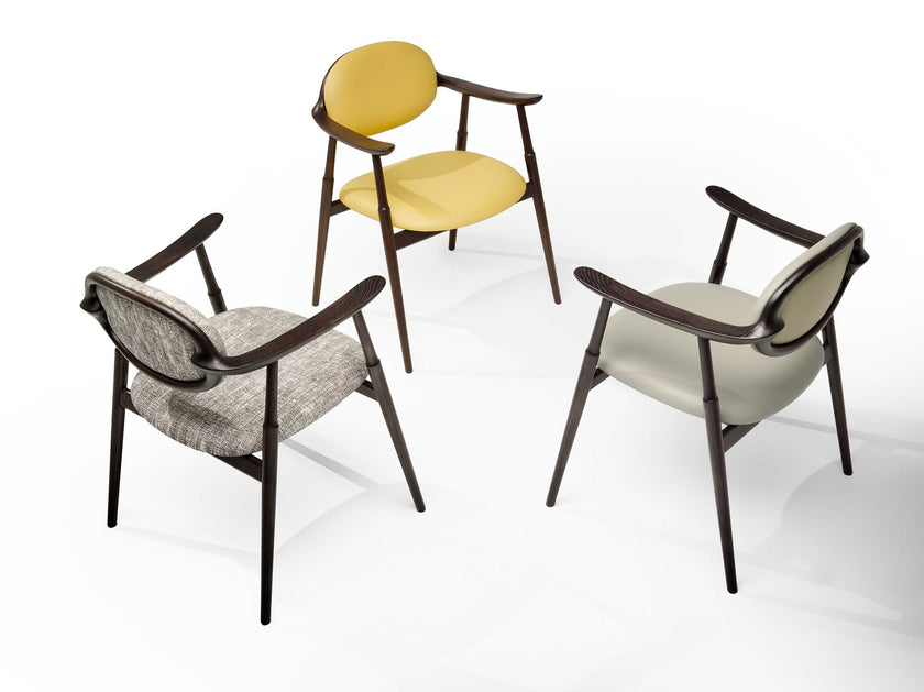 Scapula Dining Chair with sculpted solid wood frame, curved backrest and upholstered seat by Ceccotti Collezioni | Casa Design Group