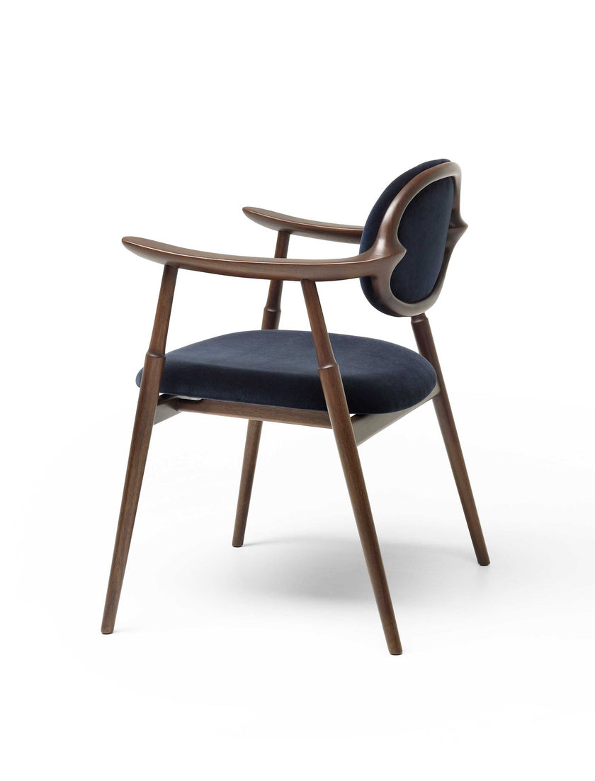Scapula Dining Chair with sculpted solid wood frame, curved backrest and upholstered seat by Ceccotti Collezioni | Casa Design Group