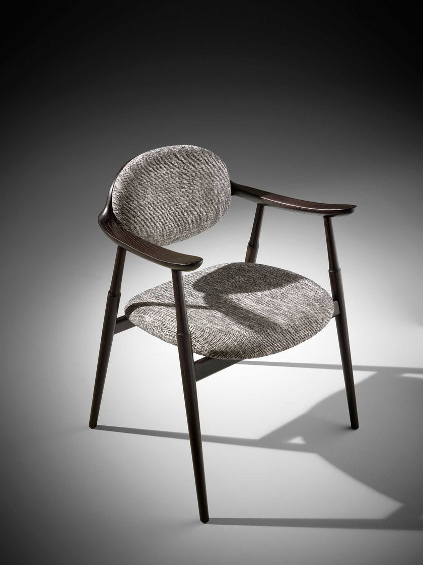Scapula Dining Chair with sculpted solid wood frame, curved backrest and upholstered seat by Ceccotti Collezioni | Casa Design Group