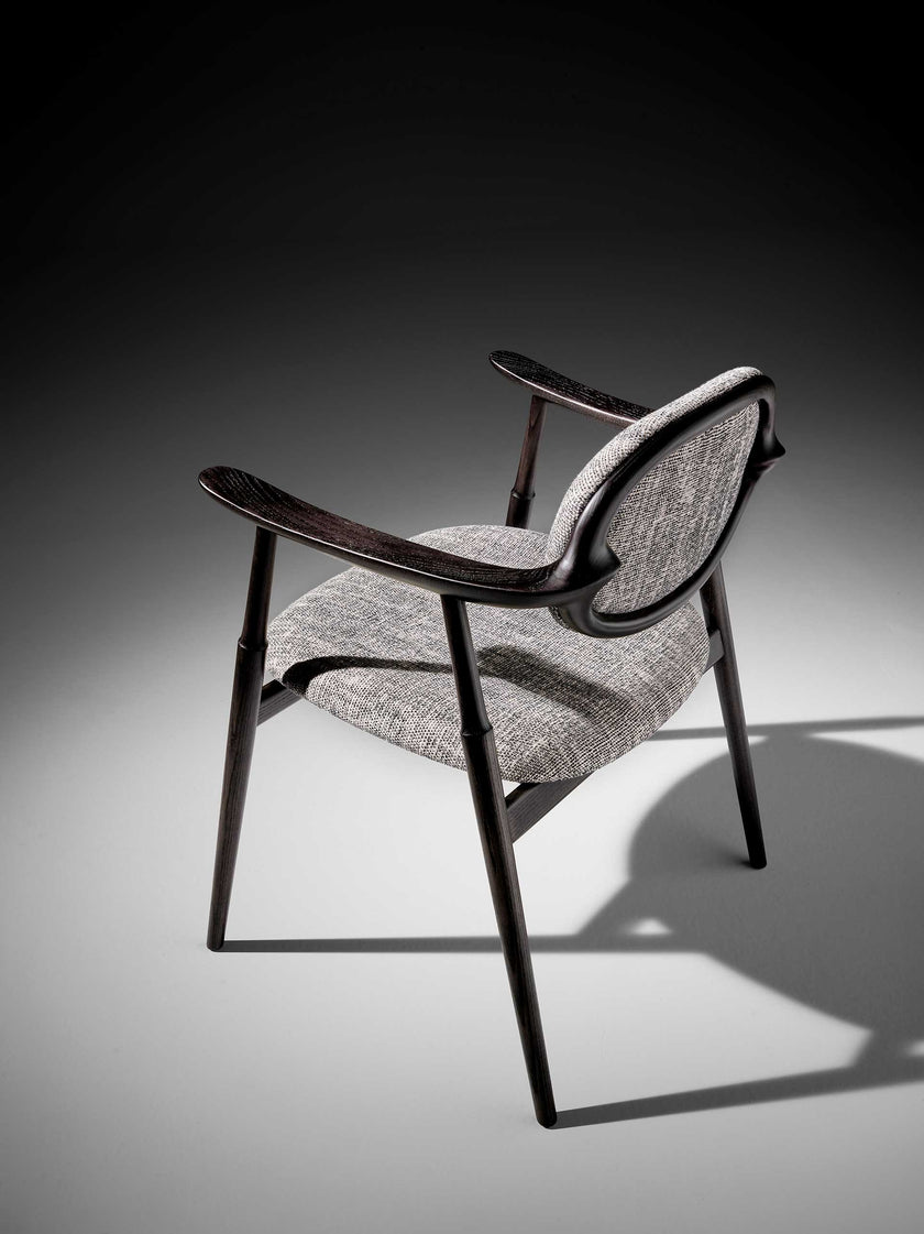 Scapula Dining Chair with sculpted solid wood frame, curved backrest and upholstered seat by Ceccotti Collezioni | Casa Design Group