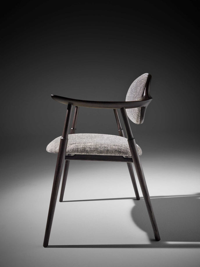 Scapula Dining Chair with sculpted solid wood frame, curved backrest and upholstered seat by Ceccotti Collezioni | Casa Design Group