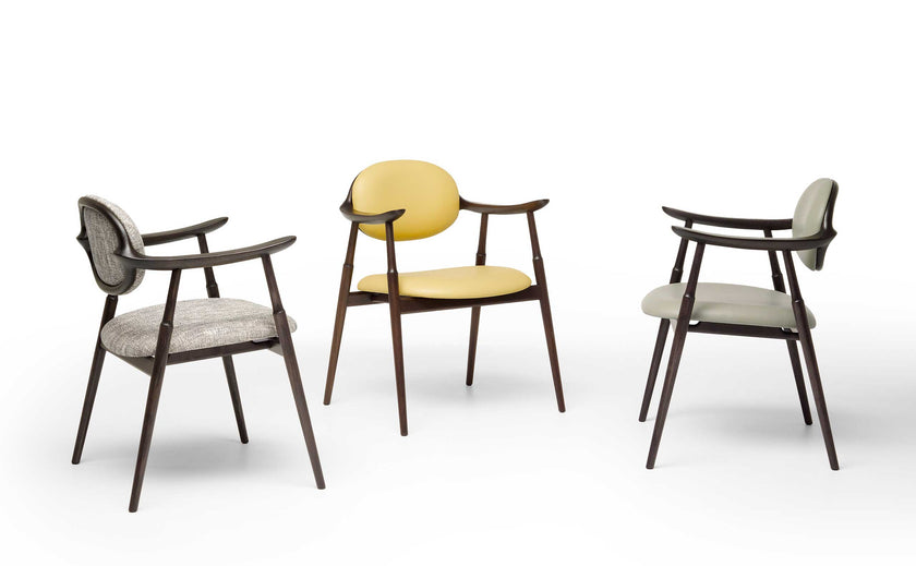Scapula Dining Chair with sculpted solid wood frame, curved backrest and upholstered seat by Ceccotti Collezioni | Casa Design Group
