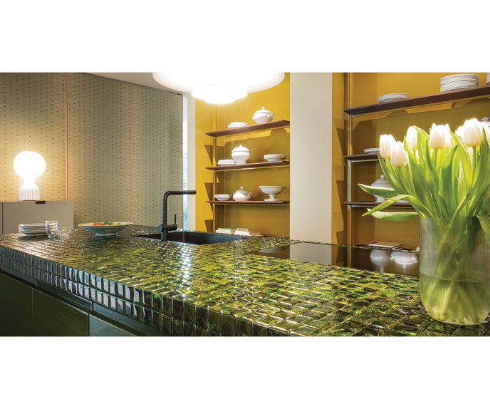 Unique Sciara Outdoor Wall Covering by Paola Lenti Handcrafted Lava Stone and Glass Elements Casa Design Group