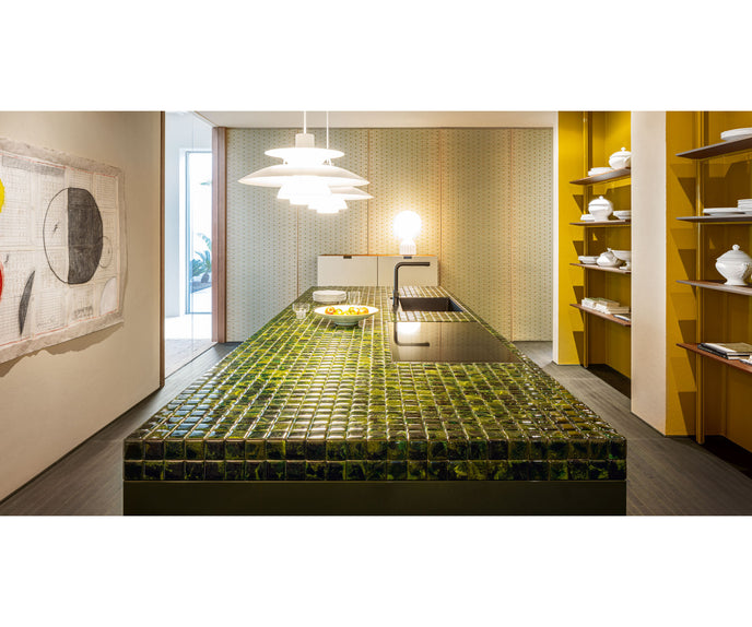Unique Sciara Outdoor Wall Covering by Paola Lenti Handcrafted Lava Stone and Glass Elements Casa Design Group