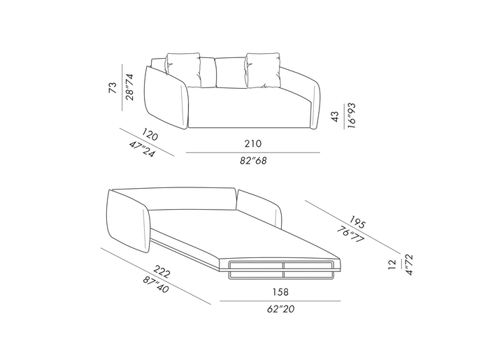 High End Scott Sofa Bed by Meridiani Casa Design Group