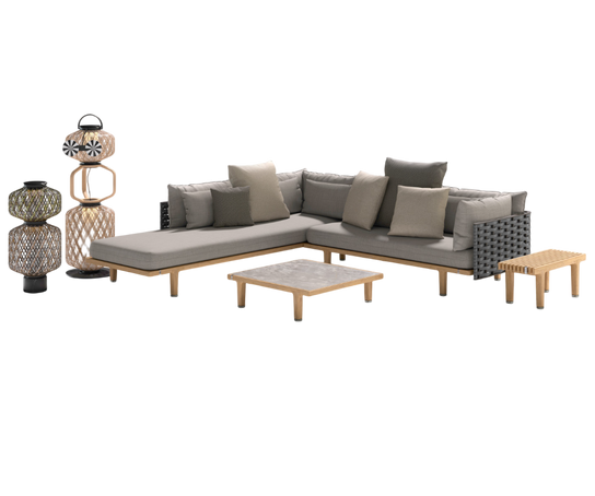 Luxury Sealine Sectional with Chaise by Dedon in teak and woven fiber – Casa Design Group