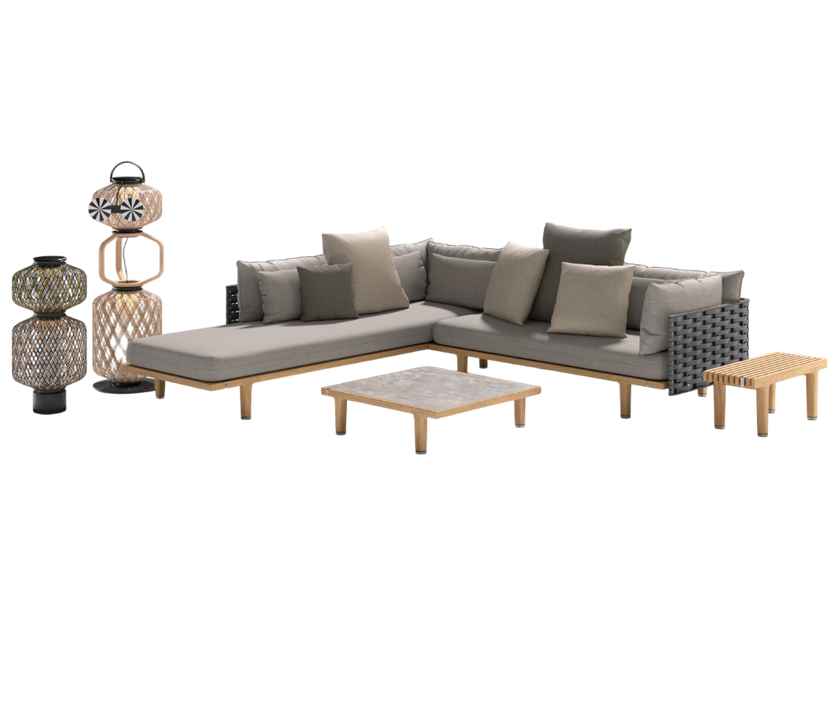 Luxury Sealine Sectional with Chaise by Dedon in teak and woven fiber – Casa Design Group