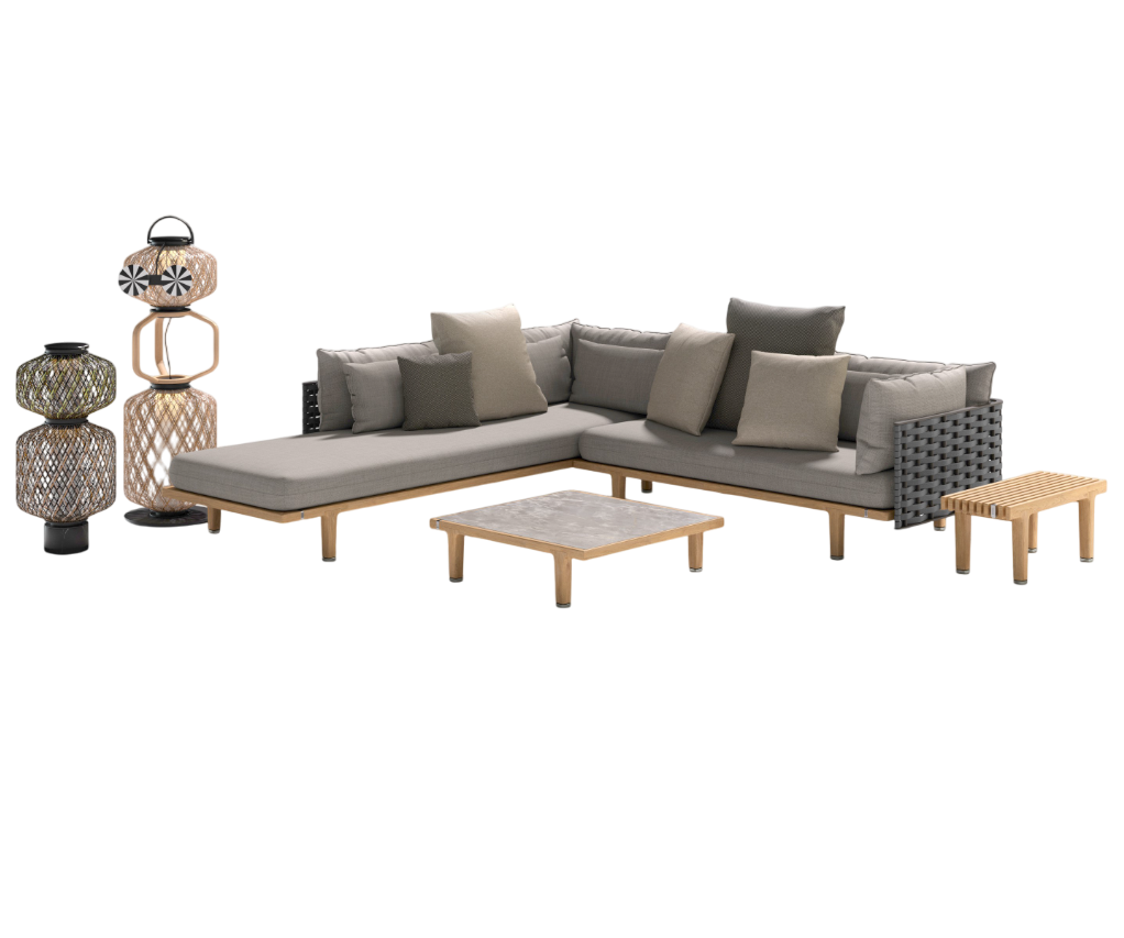 Luxury Sealine Sectional with Chaise by Dedon in teak and woven fiber – Casa Design Group
