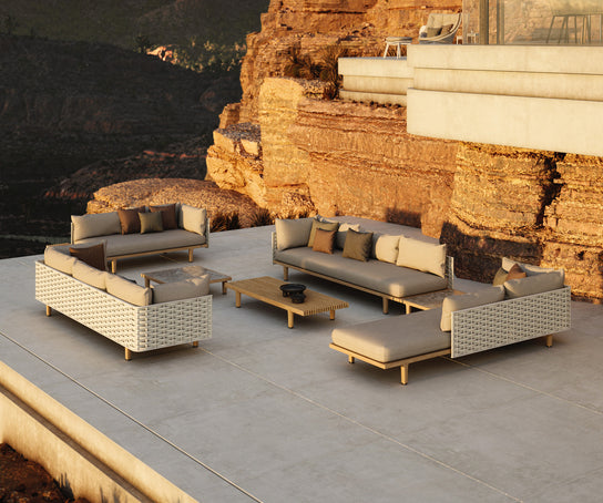 Luxury Sealine Sectional with Chaise by Dedon in teak and woven fiber – Casa Design Group