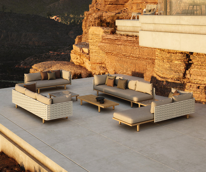 Luxury Sealine Sectional with Chaise by Dedon in teak and woven fiber – Casa Design Group
