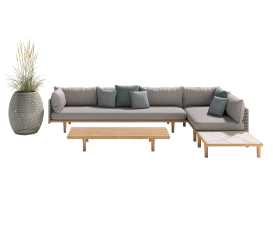 Dedon Sealine Sectional outdoor teak and fiber sofa with cushions – Casa Design Group