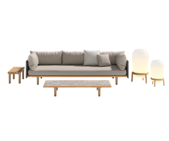 Luxury Sealine Sofa by Dedon with teak frame and fiber backrest – Casa Design Group