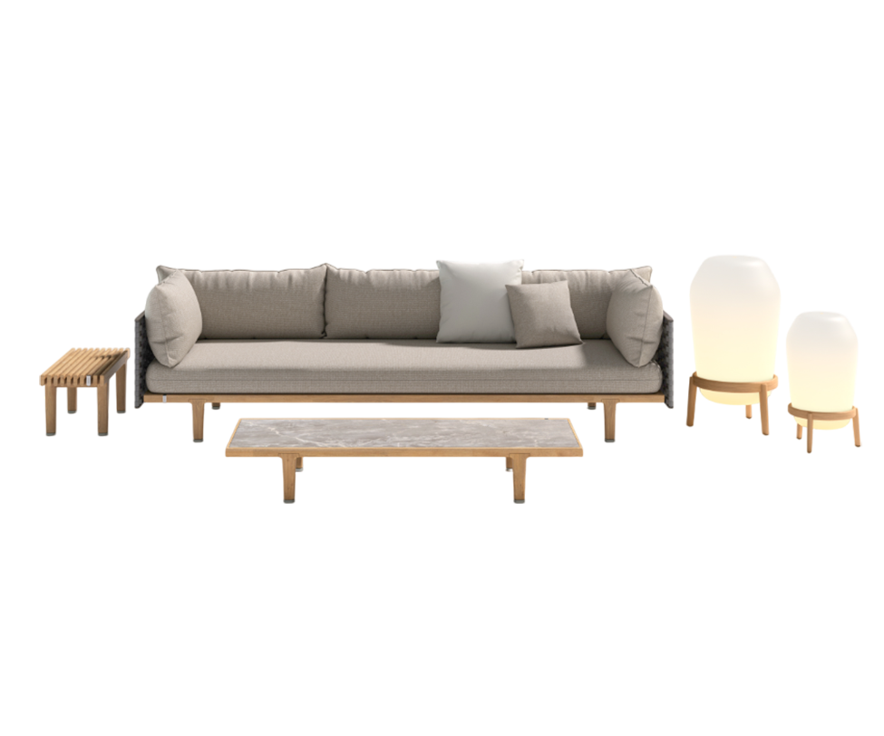 Luxury Sealine Sofa by Dedon with teak frame and fiber backrest – Casa Design Group