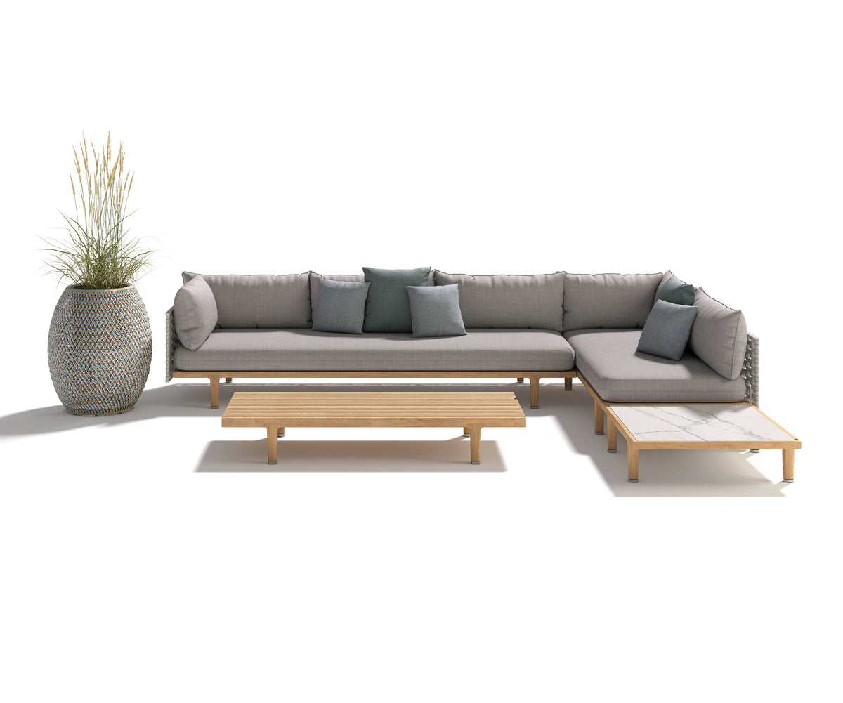 Luxury outdoor teak square coffee table by Dedon – Sealine collection, Casa Design Group