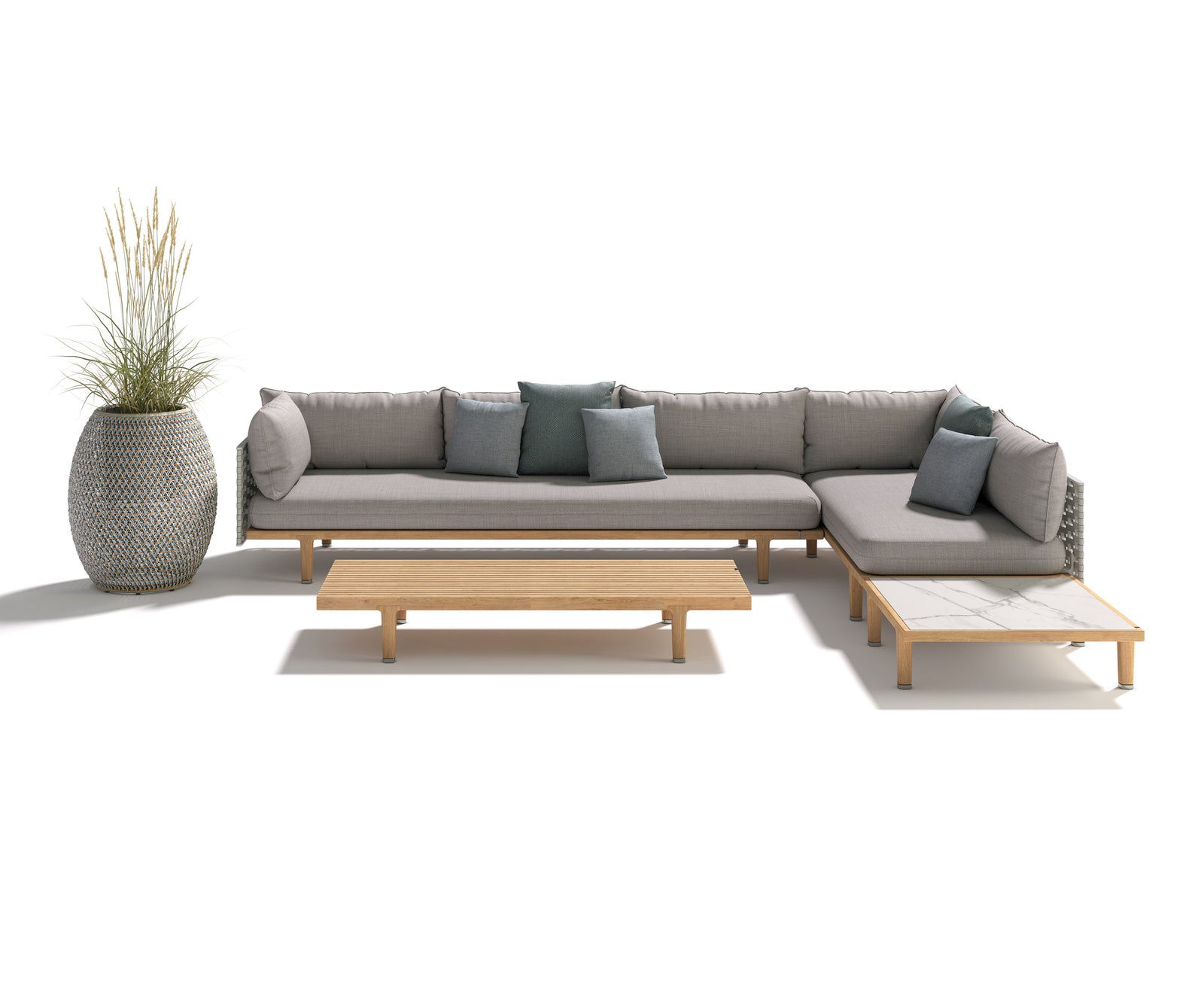 Luxury outdoor teak square coffee table by Dedon – Sealine collection, Casa Design Group