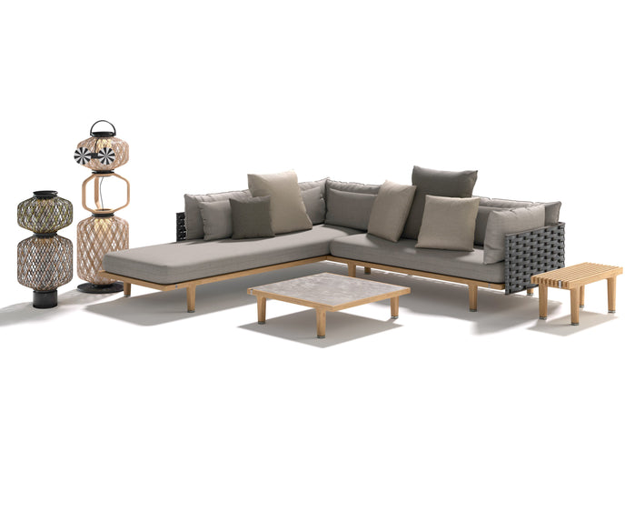 Luxury outdoor teak square coffee table by Dedon – Sealine collection, Casa Design Group