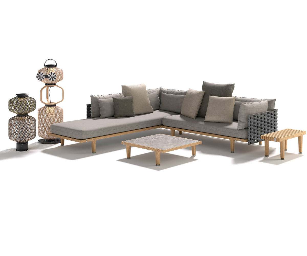 Luxury outdoor teak square coffee table by Dedon – Sealine collection, Casa Design Group
