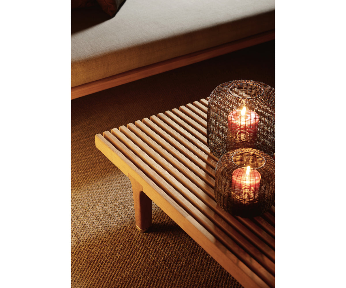 Contemporary outdoor teak coffee table by Dedon – Sealine collection at Casa Design Group