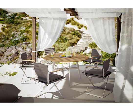 Modern Dedon Seax Round Outdoor Dining Table in mineral composite – Casa Design Group